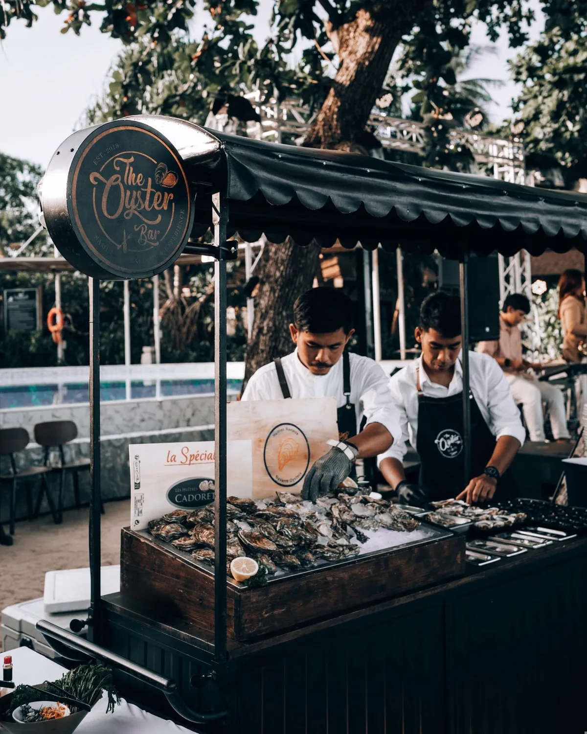 The Oyster Bar X catering — live shucking station at events